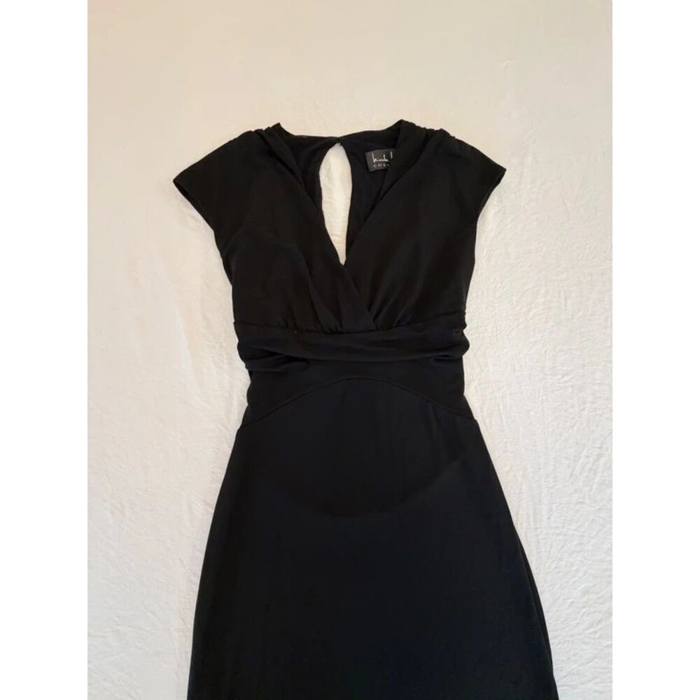 Nicole Miller Collection Womens Size S Black Draped Keyhole Cocktail Dress
